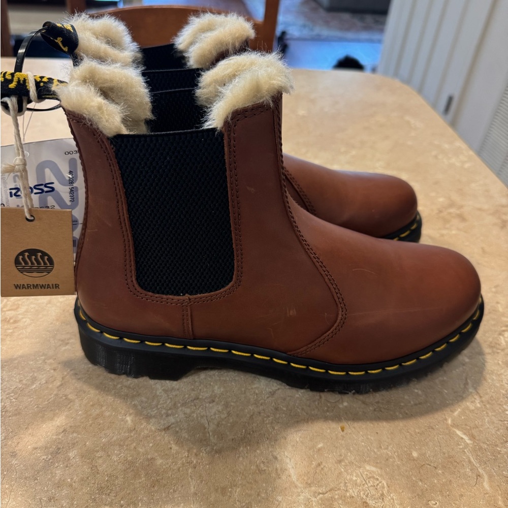 Dr. Martens Brown Chelsea Boots with Cream Lining